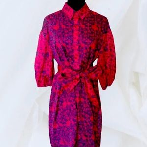 Sachn + Bobi x Anthro blue and red dress